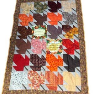 Handmade Fall Theme Lap Quilt 40x57" EUC